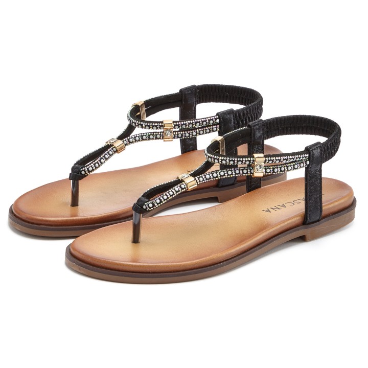 LASCANA Zehentrenner, mit Schmucksteinchen, Sandale VEGAN