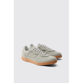 Graue Wildleder-Sneaker mit weißem Detail - 41, Grau