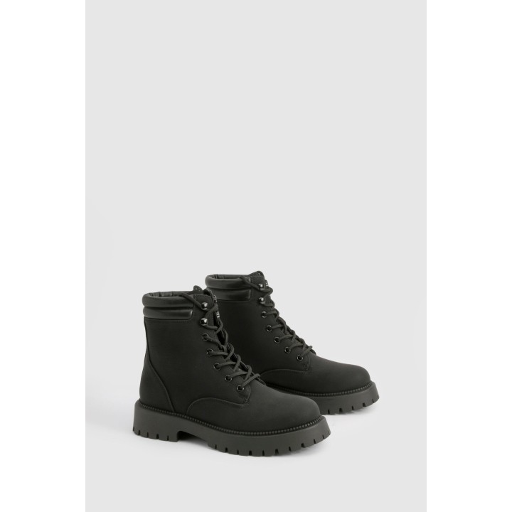 Geschnürte Wanderstiefel - Black - 38, Black