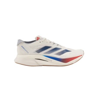 Adidas Adizero Boston 12 Weiß Blau Rot SS25 Schuhe, Größe UK 11