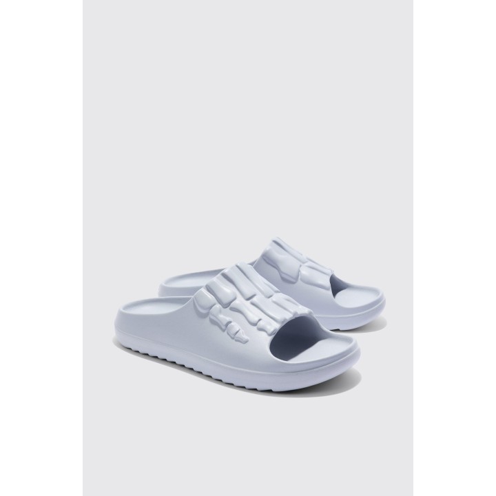 Perforierte Slides mit Skelett-Print - Grau - 44, Grau