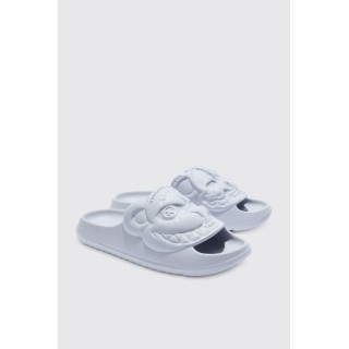 Perforierte Slides mit Evil Teddy Print - Grau - 43, Grau