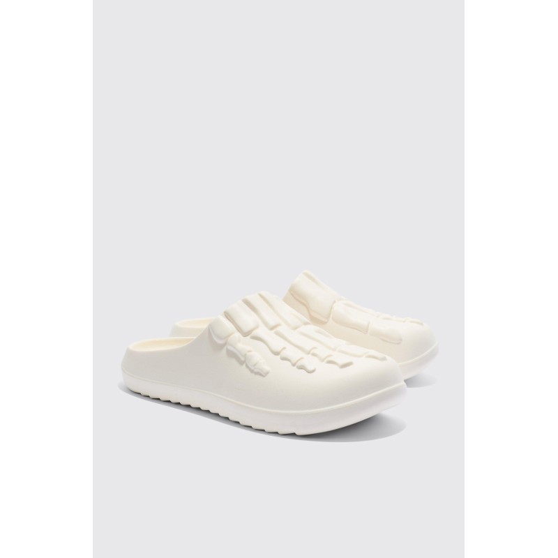 Perforierte Mules mit Skelett-Print - Ecru - 42, Ecru