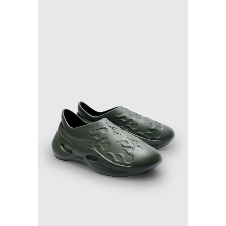 Perforierte Flammen-Mules - Khaki - 43, Khaki