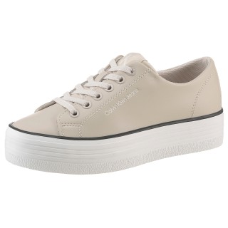 Calvin Klein Jeans Sneaker "BOLD VULC FLATF LOW LTH IN", Halbschuh, Schnürschuh, Freizeitschuh mit CK-Logo an der Ferse