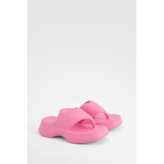 Klobige Platform Flip-Flops - Hot Pink - 3-4, Hot Pink