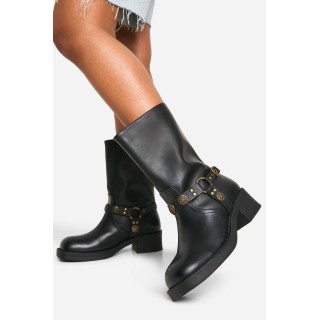 Breite Passform Western-Stiefel Mit Schnallen-Detail - Black - 38, Black