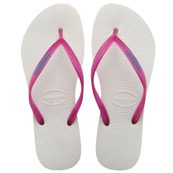 Havaianas Slim Logo Flip White Flops