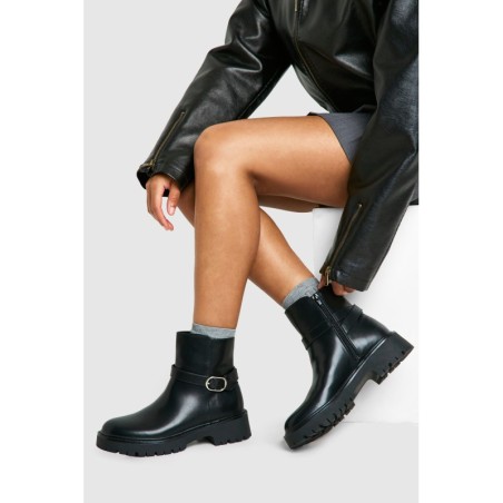 Klobige Chelsea-Stiefel Mit Schnallen-Detail - Black - 37, Black