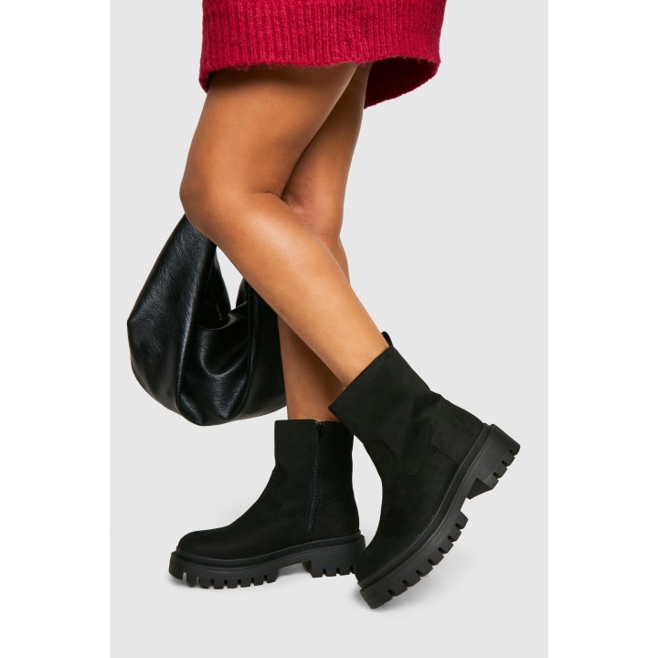 Breite Passform Chelsea-Stiefel Mit Klobigem Einsatz - Black - 38, Black