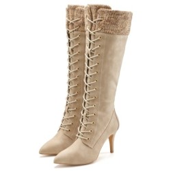 LASCANA Stiefel "Stiefelette, Langer Stiefel", mit spitz zulaufender Form und Strickeinsatz