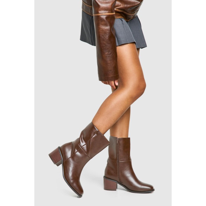 Breite Passform Chelsea-Stiefel Mit Klobigem Einsatz - Brown - 38, Brown