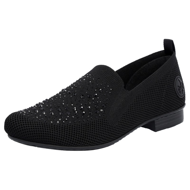Rieker Slipper, Loafer, Business Schuh mit Strass-Steinchen verziert