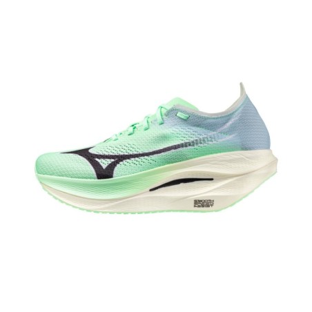 Mizuno Wave Rebellion Pro 3 Grün Weiß SS25 Unisex Schuhe, Größe 42 - EUR