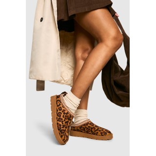 Kuschelige Mules Mit Leopardenprint-Stickerei - 36, Leopard