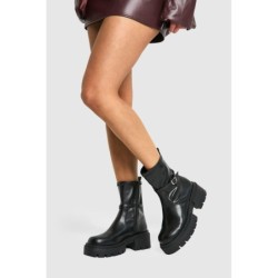 Klobige Chelsea-Stiefel Mit Schnallen-Detail - Black - 38, Black