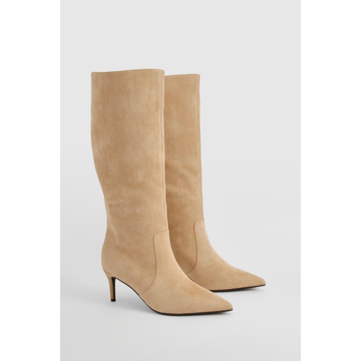 Kniehohe Stiletto-Stiefel - Beige - 38, Beige