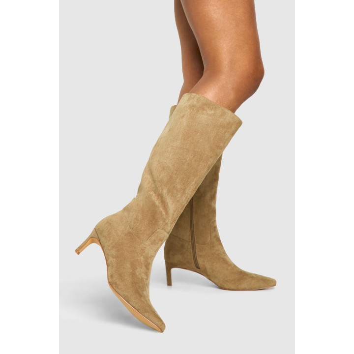 Kniehohe Stiletto-Stiefel - Taupe - 38, Taupe