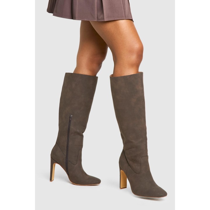 Breite Passform Kniehohe Stiefel Mit Tiefem Absatz - Brown - 38, Brown