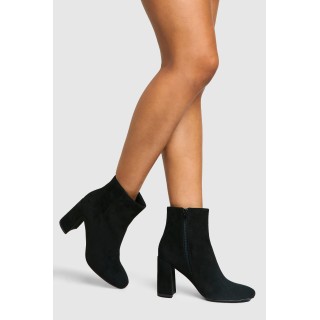 Stiefeletten Aus Wildlederimitat Mit Blockabsatz - Black - 40, Black