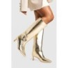 Strukturierte Metallic Overknee-Stiefel - Gold - 38, Gold