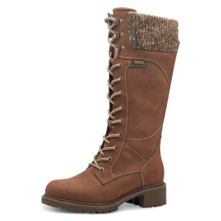 Tamaris Winterstiefel, Blockabsatz, Schnürstiefel, Langschaftstiefel, vegane Verarbeitung