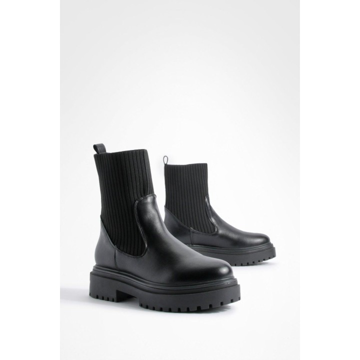 Chelsea-Stiefel Mit Klobiger Sohle - Black - 39, Black