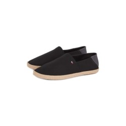 Tommy Hilfiger Slipper "HILFIGER ESPADRILLE CORE TEXTILE", Schlupfschuh, Espadrilles, Sommerschuh, Kontrastbesatz an der Fers