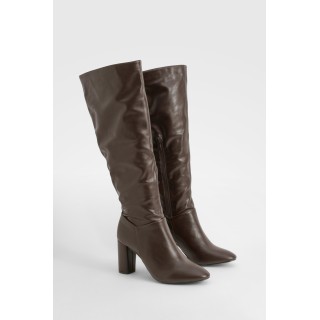 Kniehohe Stiefel Mit Blockabsatz - Chocolate - 38, Chocolate