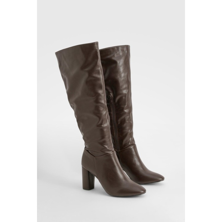 Kniehohe Stiefel Mit Blockabsatz - Chocolate - 38, Chocolate