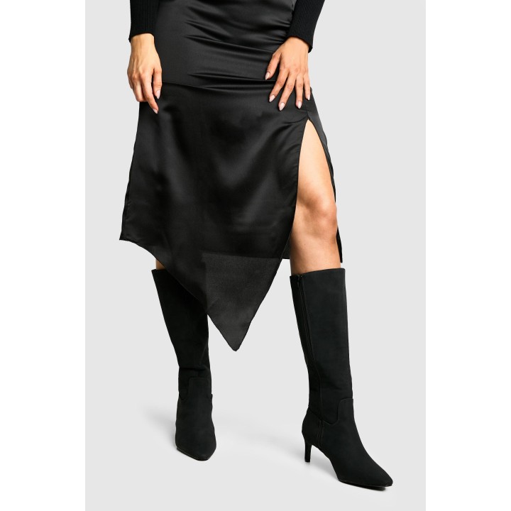 Breite Passform Kniehohe Stiefel Mit Absatz - Black - 38, Black