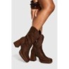 Platform-Stiefeletten Aus Wildlederimitat - Brown - 39, Brown