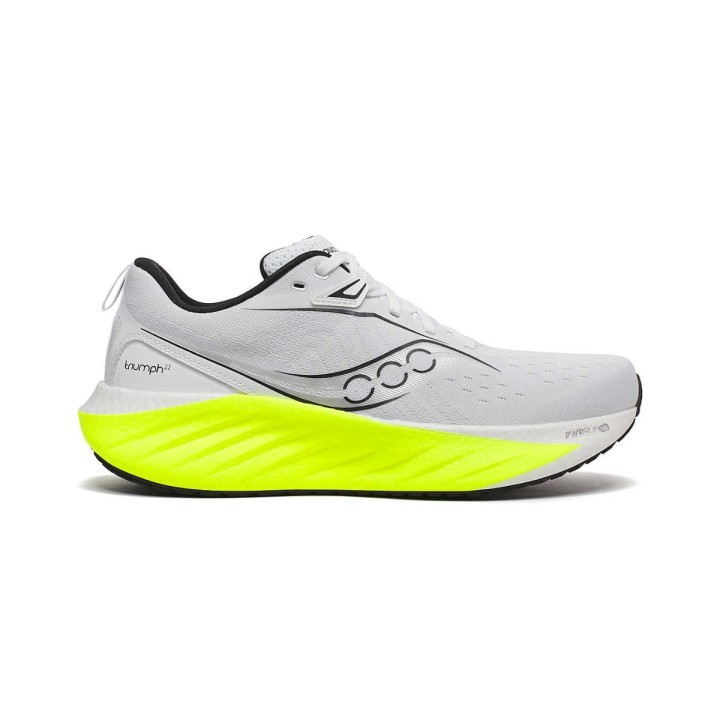 Saucony Triumph 22 Graue Gelbe Schuhe SS25, Größe 42 - EUR