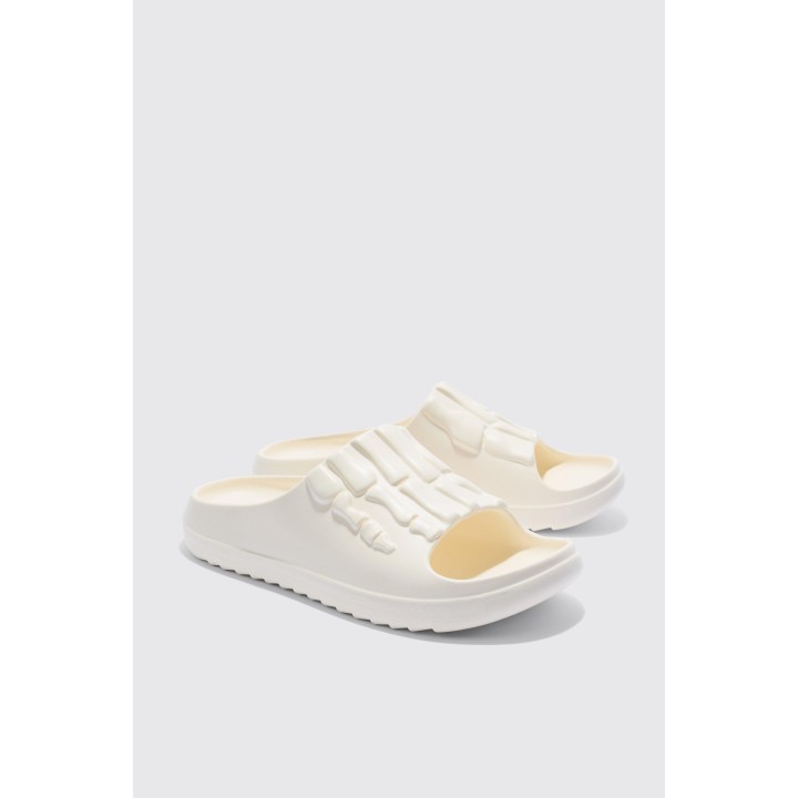 Perforierte Slides mit Skelett-Print - Ecru - 42, Ecru