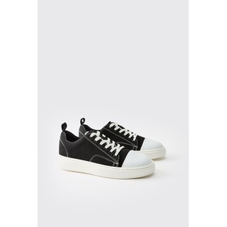 Canvas-Sneaker mit Kontrast-Naht - Schwarz - 41, Schwarz