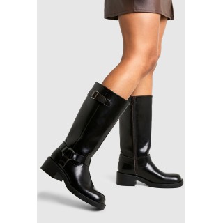 Kniehohe Biker-Stiefel In Vintage-Optik - Brown - 38, Brown