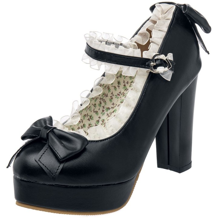 Belsira - Rockabilly High Heel - Mary Jane Pumps - EU37 bis EU41 - für Damen - Größe EU37 - schwarz