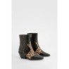 Breite Passform Western-Stiefel Mit Leopardenprint-Detail - Black - 37, Black