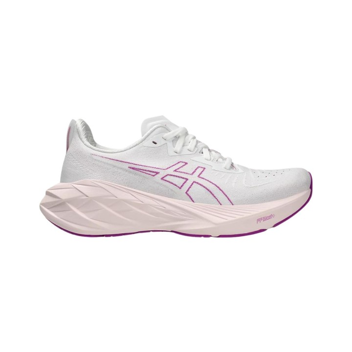Asics Novablast 4 Weiß Rosa  Damen Laufschuhe, Größe 39,5 - EUR