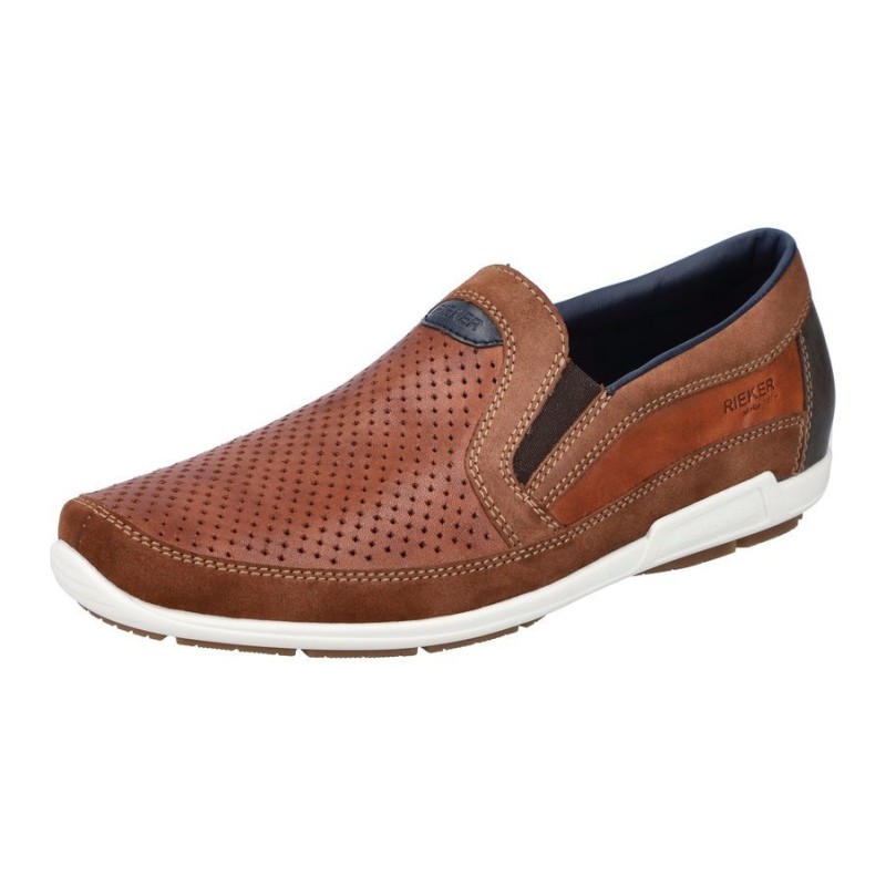 Rieker Slipper, Freizeitschuh, Schlupfschuh, Mokassin mit Stretcheinsätze