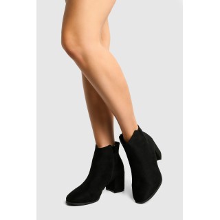 Breite Passform Stiefeletten Mit Tiefem Blockabsatz - Black - 37, Black