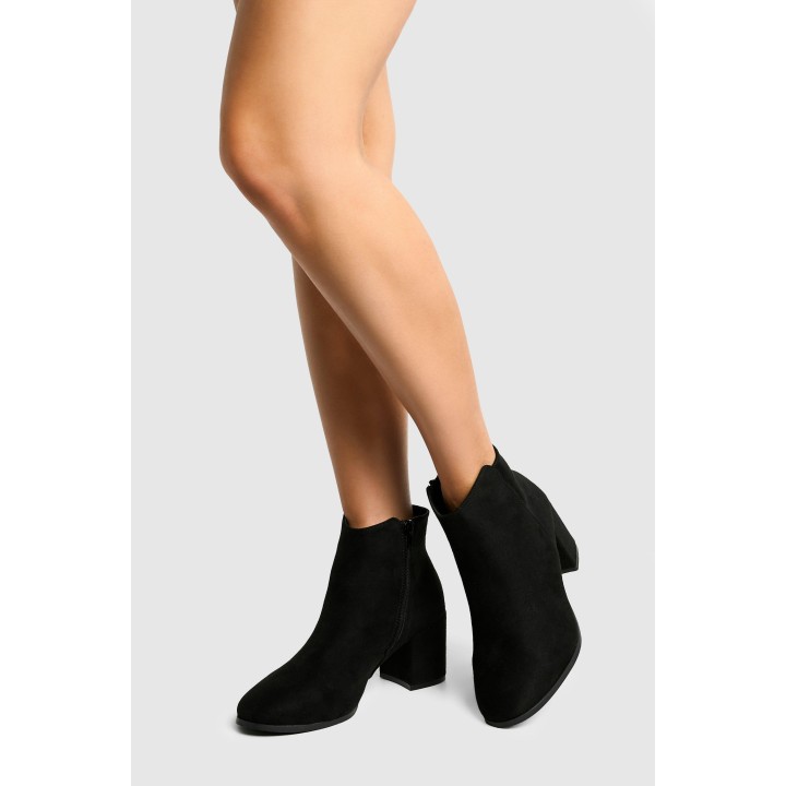 Breite Passform Stiefeletten Mit Tiefem Blockabsatz - Black - 37, Black