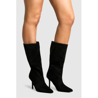 Wadenhohe Stiletto-Stiefel Aus Wildleder-Imitat - Black - 38, Black