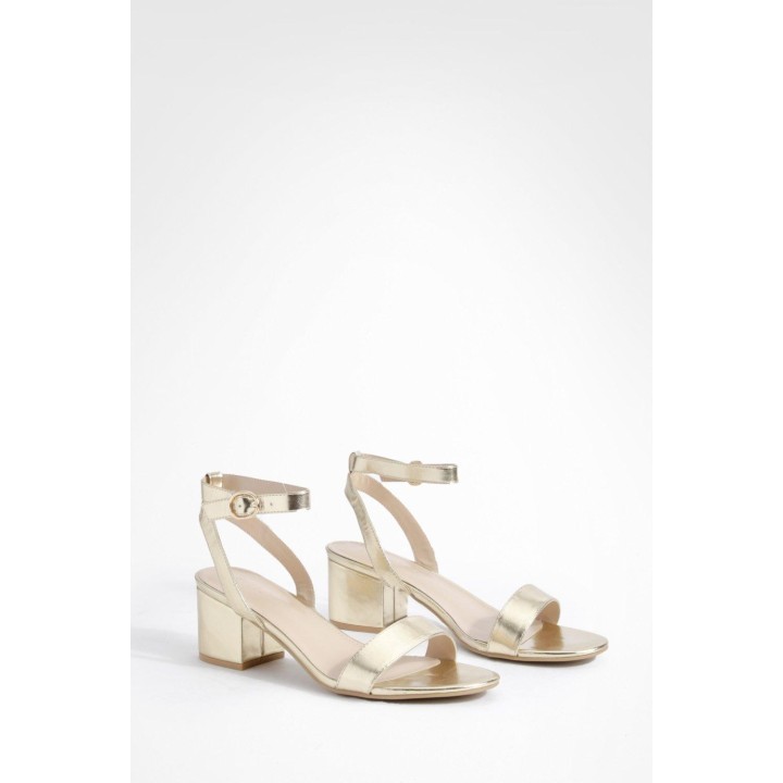 Metalliische, Zweiteilige Absatzschuhe - Gold - 38, Gold