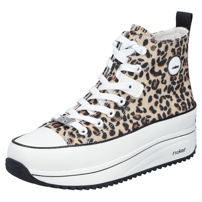 Rieker Sneaker, Plateau, High Top-Sneaker, Schnürschuh in veganer Verarbeitung
