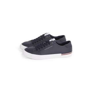 Tommy Hilfiger Sneaker "CORE CORPORATE VULC LEATHER", Freizeitschuh, Halbschuh, Schnürer mit Logoschriftzug