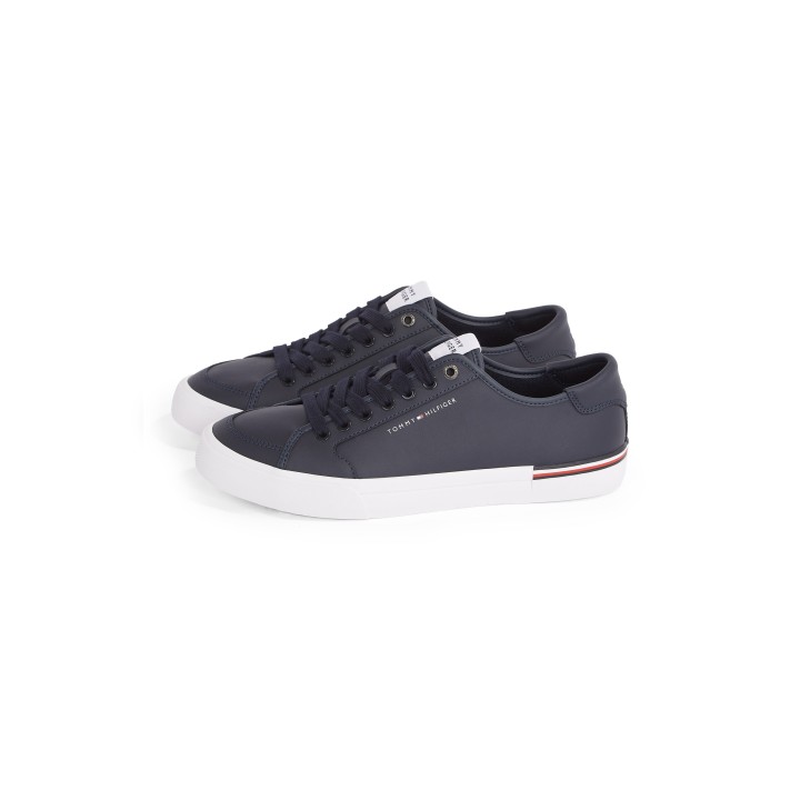 Tommy Hilfiger Sneaker "CORE CORPORATE VULC LEATHER", Freizeitschuh, Halbschuh, Schnürer mit Logoschriftzug
