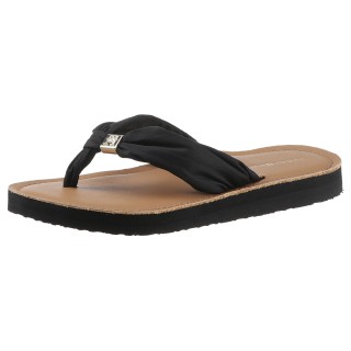 Tommy Hilfiger Zehentrenner "TH ELEVATED BEACH SANDAL", Sommerschuh, Bequemschuh, Flats, Schlappen mit TH-Schmuckelement