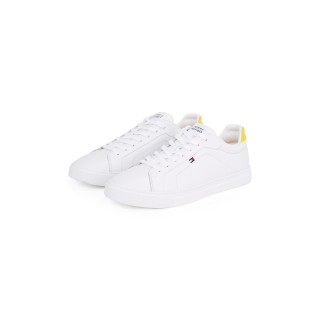 Tommy Hilfiger Sneaker "ICON COURT PINPERF LTH", Freizeitschuh, Halbschuh, Schnürer mit weich gepolstertem Schaftrand