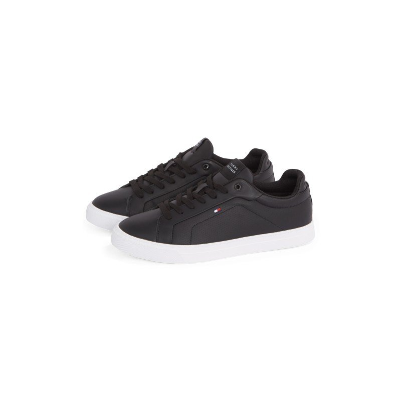 Tommy Hilfiger Sneaker "ICON COURT PINPERF LTH", Freizeitschuh, Halbschuh, Schnürer mit weich gepolstertem Schaftrand